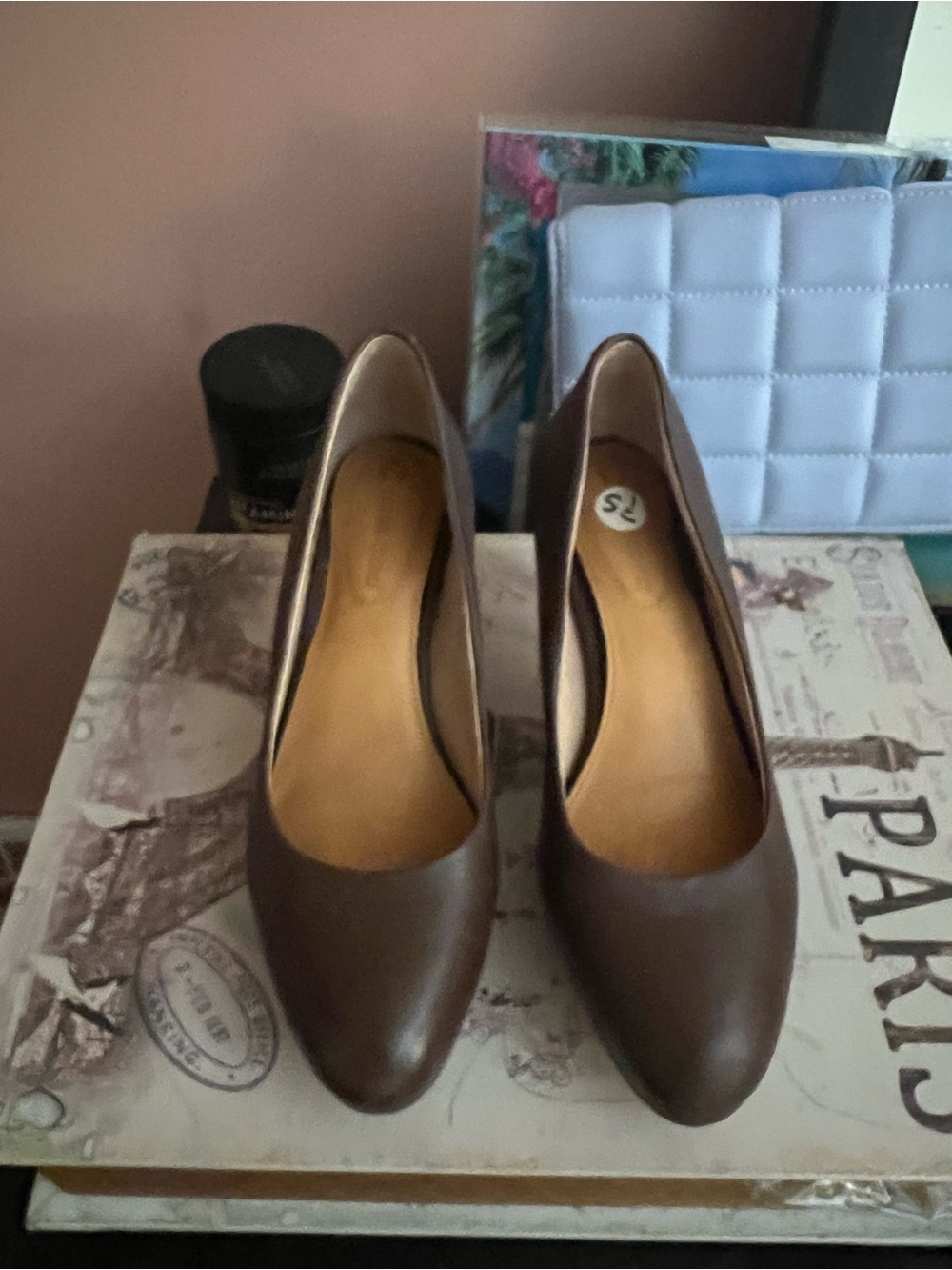 Corso Como Dark Brown Leather Pointed-Toe Pumps